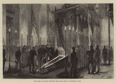 ملك إسبانيا يزور جثة مارشال بريم بواسطة إدوين بوكمان